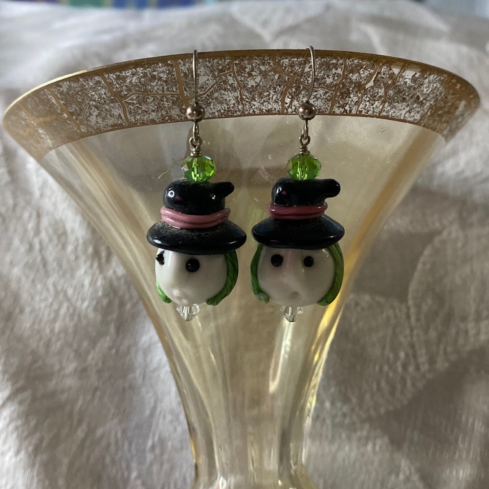 Handcrafted Witches Head Earrings - Picture 2 of 4